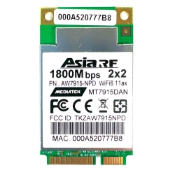WiFi 6E 2T2R Dual Bands Dual Concurrents DBDC mPCIe Card 1800 IEEE802.11ax / ac / a / b / g / n 2.4G / 5GHz MT7915 AW7915-NPD